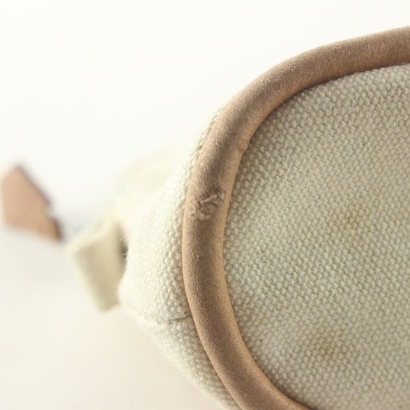 HERMES Ivory H Logo Bolide Cosmetic Case Canvas x Leather 1HER727K - Picture 9 of 12